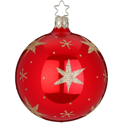 Christbaumkugel Sternenlicht Ø 8cm rot opal glänzend Inge-Glas Christbaumschmuck