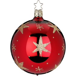Christbaumkugel Sternenlicht Ø 8cm rot Ochsenblut glänzend Inge-Glas Christbaumschmuck