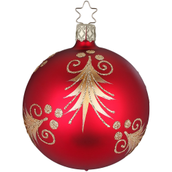 Christbaumkugel Festliche Tanne Ø 8cm rot ochsenblut matt Inge-Glas Christbaumschmuck