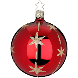 Christbaumkugel Sternenflor Ø 8cm Ochsenblutrot glänzend Inge-Glas Christbaumschmuck
