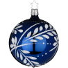 Christbaumkugel Blätterfunkeln Mitternachtsblau glänzend Ø 8cm Inge-Glas Christbaumschmuck