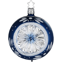 Reflex Christbaumkugel Blütenglanz Mitternachtsblau Ø 8cm Inge-Glas Christbaumschmuck