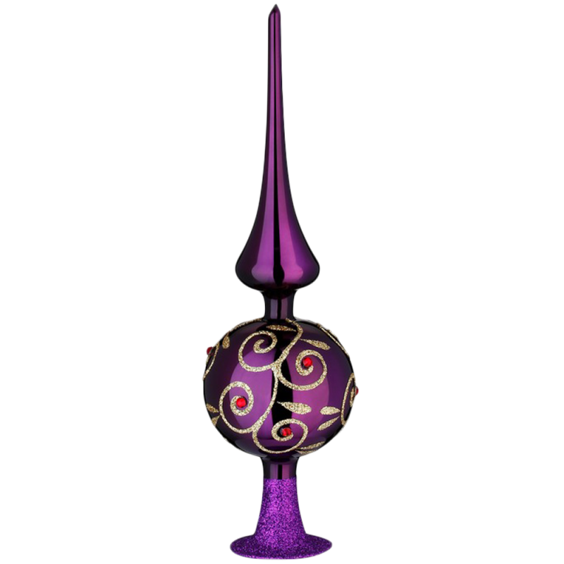 Spitze, Christbaumspitze Strahlende Leidenschaft Royalviolett glänzend Ø 7cm x 25cm Inge-Glas Christbaumschmuck