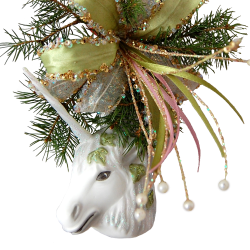Einhorn Sternenstaub weiß 8,5cm Inge-Glas Manufaktur Unicorn Weihnachtsschmuck