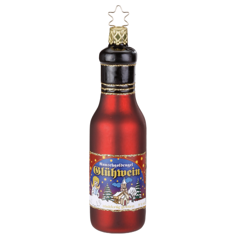 Glühwein Flasche 12cm Inge-Glas® Weihnachtsschmuck