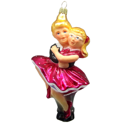 Figuren Tanzpaar Petticoat Pink 15cm Thüringer Glas Weihnachtsschmuck