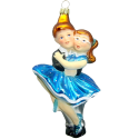 Figuren Tanzpaar Petticoat Blau 15cm Thüringer Glas Weihnachtsschmuck