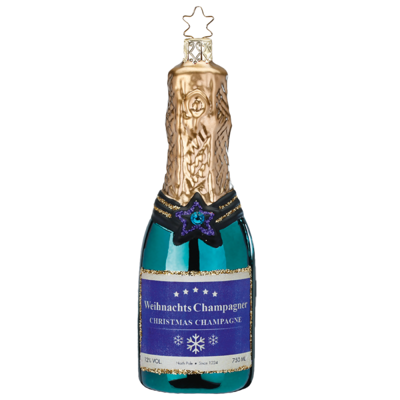 Champagne blaugrün 12,5cm Inge-Glas® köstlicher Weihnachtsschmuck