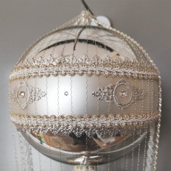 Ballon mit Engels Oblate silber weiß ca. 75cm / Ø 15cm Weihnachtsschmuck Lauschaer Glas