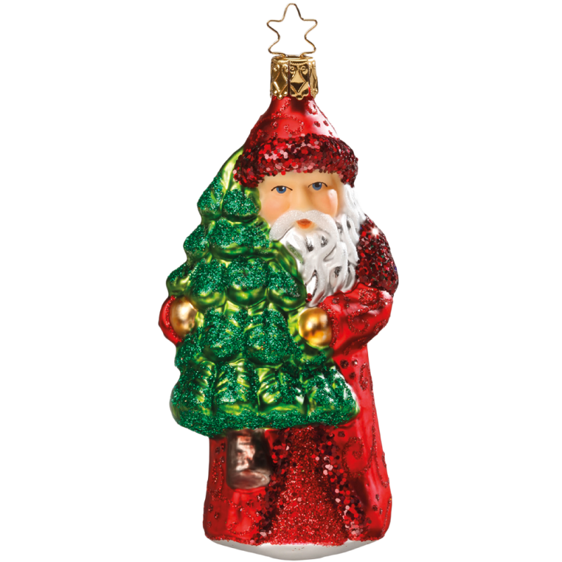 Santa auf dem Heimweg 13cm Inge-Glas® Schmuck Christbaumschmuck