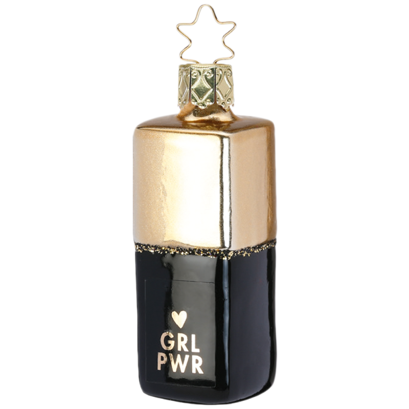 Hello Beauty Girl Power 8cm Inge-Glas® Weihnachtsschmuck schwarz gold