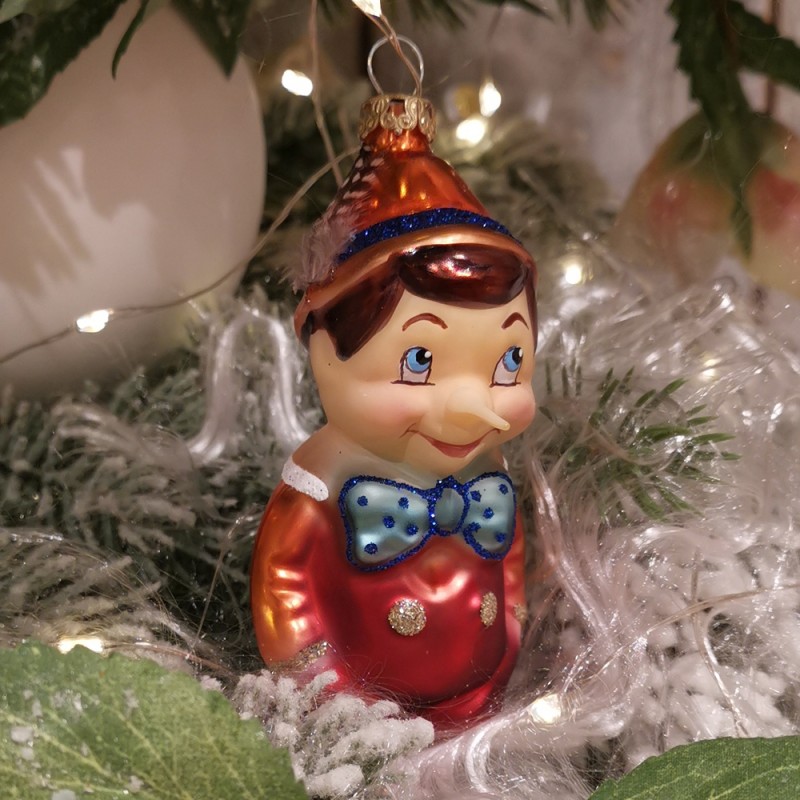 Pinocchio 10cm rot/orange Schatzhauser Glas und Weihnachtsschmuck