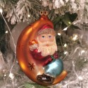 Santa im Mond 11cm Schatzhauser Glas und Weihnachtsschmuck