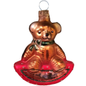 Teddybär mit Wippe 7cm Schatzhauser Thüringer Glas und Weihnachtsschmuck