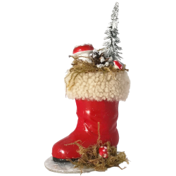 Nikolausstiefel 15cm rot dekoriert Nostalgischer Weihnachtsschmuck