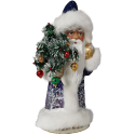 Väterchen Frost mit Gansfederbaum blau 40cm Pappmaché Nostalgischer Weihnachtsschmuck