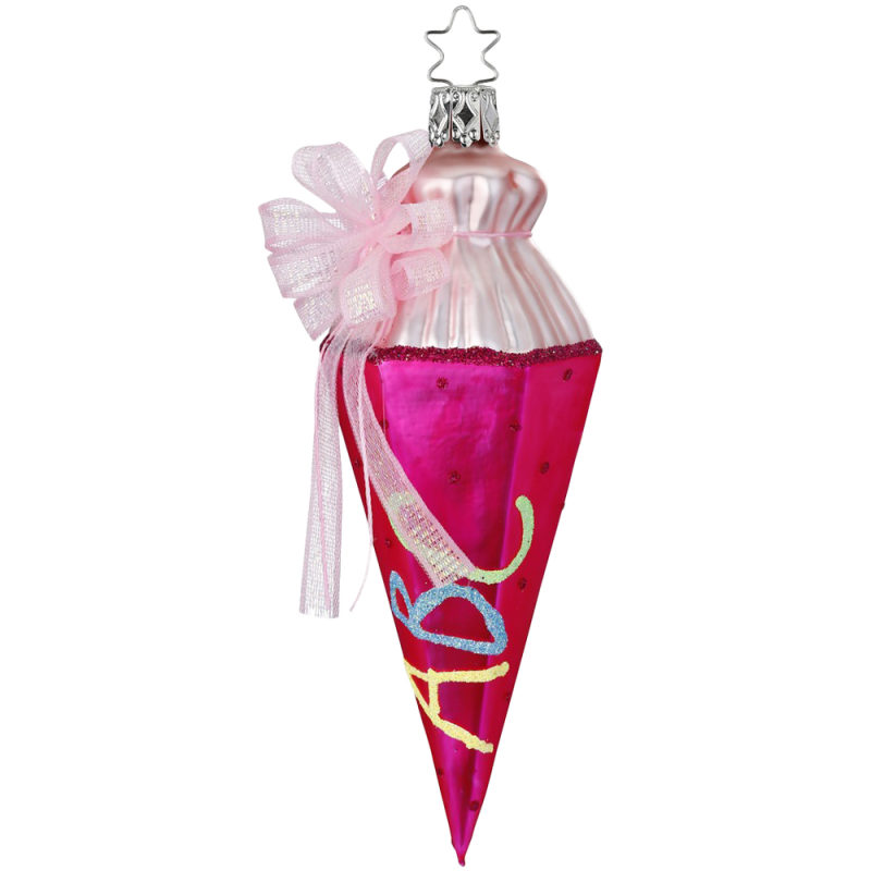 Zuckertüte für Mädchen pink 14,5cm Inge-Glas und Christbaumschmuck