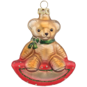 Teddybär mit Wippe 7cm Schatzhauser Thüringer Glas und Weihnachtsschmuck