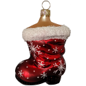 Stiefel mit Schneeflocken 8cm Schatzhauser Glas und Weihnachtsschmuck