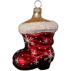 Stiefel mit Schneeflocken 8cm Schatzhauser Glas und Weihnachtsschmuck