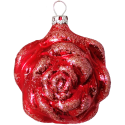 Rosenblüte kirschrot 8cm Schatzhauser Thüringer Glas und Weihnachtsschmuck