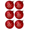 Weihnachtskugeln Set, 6 rote Kugeln Ø 8cm Kristallblüten, Thüringer Glas Weihnachtsschmuck
