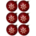 Weihnachtskugeln Set, 6 stierblut Kugeln Ø 8cm Kristallblüten, Thüringer Glas Weihnachtsschmuck