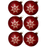 Weihnachtskugeln Set, 6 stierblut Kugeln Ø 8cm Kristallblüten, Thüringer Glas Weihnachtsschmuck