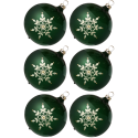 Weihnachtskugeln Set, 6 tanne Kugeln Ø 8cm Kristallblüten, Thüringer Glas Weihnachtsschmuck