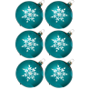 Weihnachtskugeln Set, 6 türkis Kugeln Ø 8cm Kristallblüten, Thüringer Glas Weihnachtsschmuck