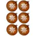 Weihnachtskugeln Set, 6 gold Kugeln Ø 8cm Kristallblüten, Thüringer Glas Weihnachtsschmuck
