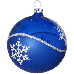 Weihnachtskugeln Set, 6 Kugeln Ø 8cm kobaltblau Kristallwelle, Thüringer Glas Weihnachtsschmuck