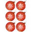 Weihnachtskugeln Set, 6 orange Kugeln Ø 8cm Kristallblüten, Thüringer Glas Weihnachtsschmuck