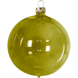 Weihnachtskugeln Set, 6 Kugeln Ø 8cm moosgrün transparent, Thüringer Glas Weihnachtsschmuck