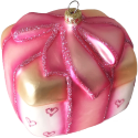 Geschenk von Herzen pink 8,5x7,5x7,5cm Thüringer Glas Weihnachtsschmuck Schatzhauser