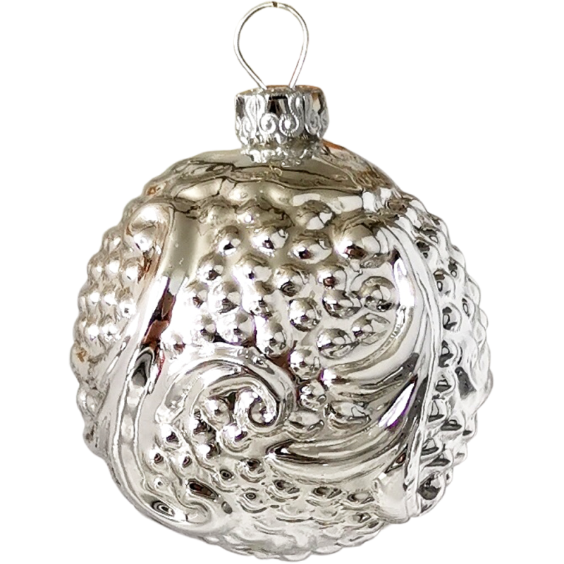 Rocaillen Kugel Ornament Silberform Ø 5,5cm Schatzhauser Thüringer Glas und Weihnachtsschmuck