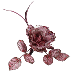 Feder Rose mit Clip 28cm - florale Fest- und Weihnachtsdeko