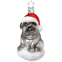 Hund, Mops, Weihnachtsmops 10,5cm Inge-Glas® Weihnachtsschmuck