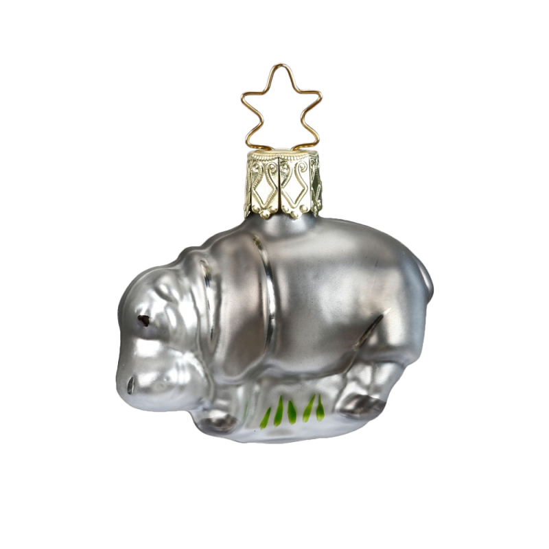dickes Nilpferd, Mini Nilpferd 4,5cm Inge-Glas® Miniaturen Weihnachtsschmuck