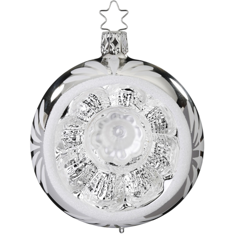 Reflexkugel Ornament silber glanz Ø 8cm Inge-Glas® Christbaumschmuck