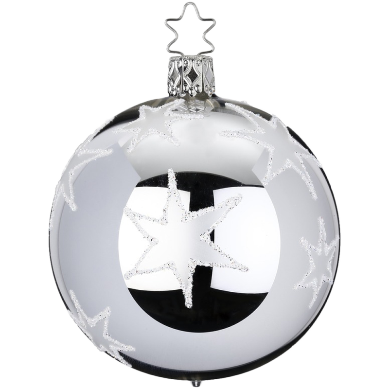 Christbaumkugel Weihnachtssterne silber glänzend Ø 8-10cm Inge-Glas® Christbaumschmuck