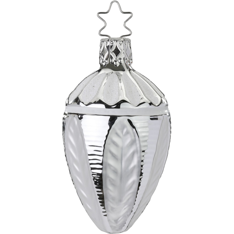 Eichelornament silbern 7cm Inge-Glas® Manufaktur Weihnachtsschmuck