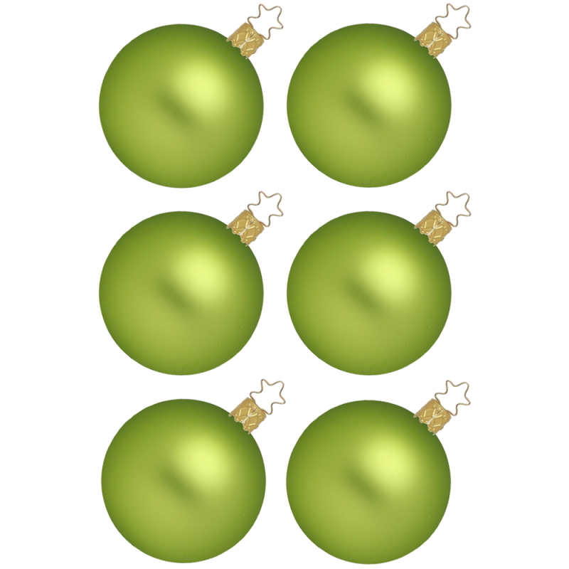 Christbaumkugeln apfelgrün matt Ø 6cm - Ø 10cm Inge-Glas® Manufaktur Weihnachtskugeln