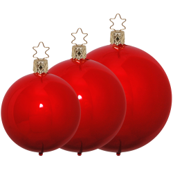 Christbaumkugeln rot opal Ø 6cm - Ø 15cm Inge-Glas® Manufaktur Weihnachtskugeln