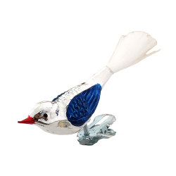 Vogel silber / blau Schatzhauser Weihnachtsschmuck Lauscha Glaskunst