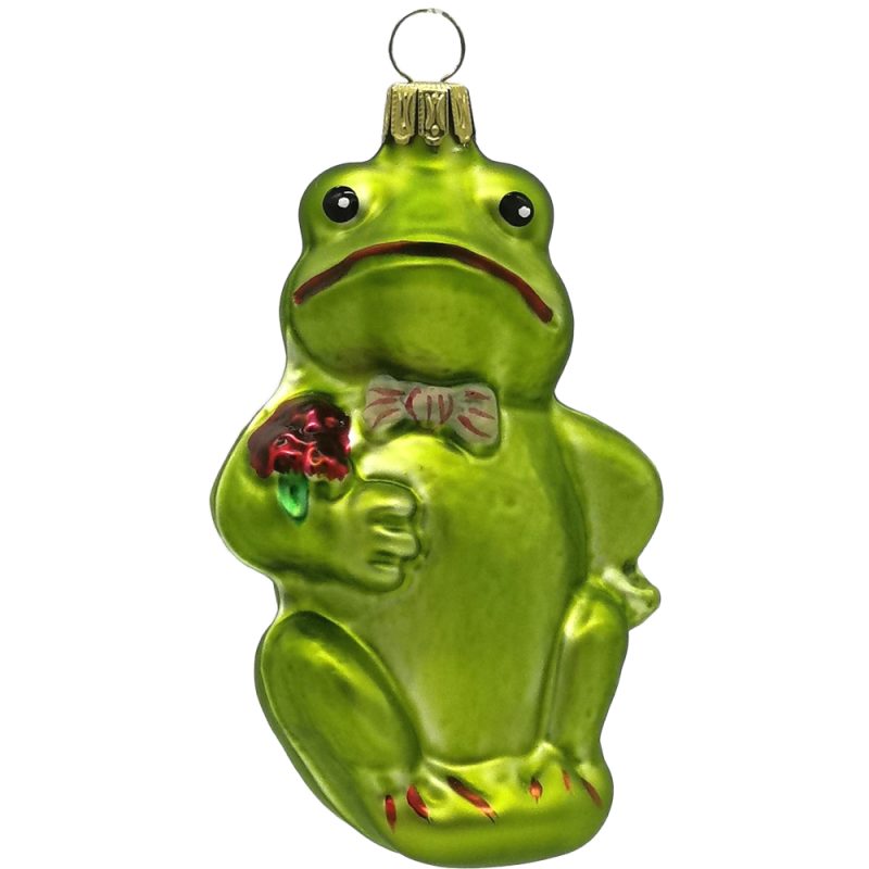 Frosch grün, 10cm, Glaskunst Lauscha, Thüringer Weihnachtsschmuck