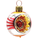 Retro Mini - Reflex - Kugel Ø 4cm, silber / rot / gold, Lauschaer Glaskunst, Schatzhauser Nostalgie Weihnachtsschmuck