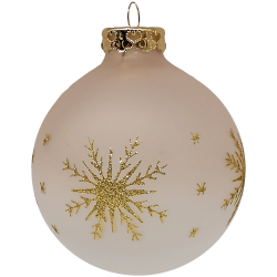 Weihnachtskugel Sternkristall. Ø 8cm pastellcreme/weiß, Schatzhauser Weihnachtsschmuck