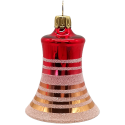 Glocke Ringe rot gold 6cm Ø 5cm dekoriert Schatzhauser Thüringer Glas und Weihnachtsschmuck