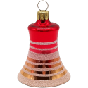 Glocke Ringe rot gold 6cm Ø 5cm dekoriert Schatzhauser Thüringer Glas und Weihnachtsschmuck